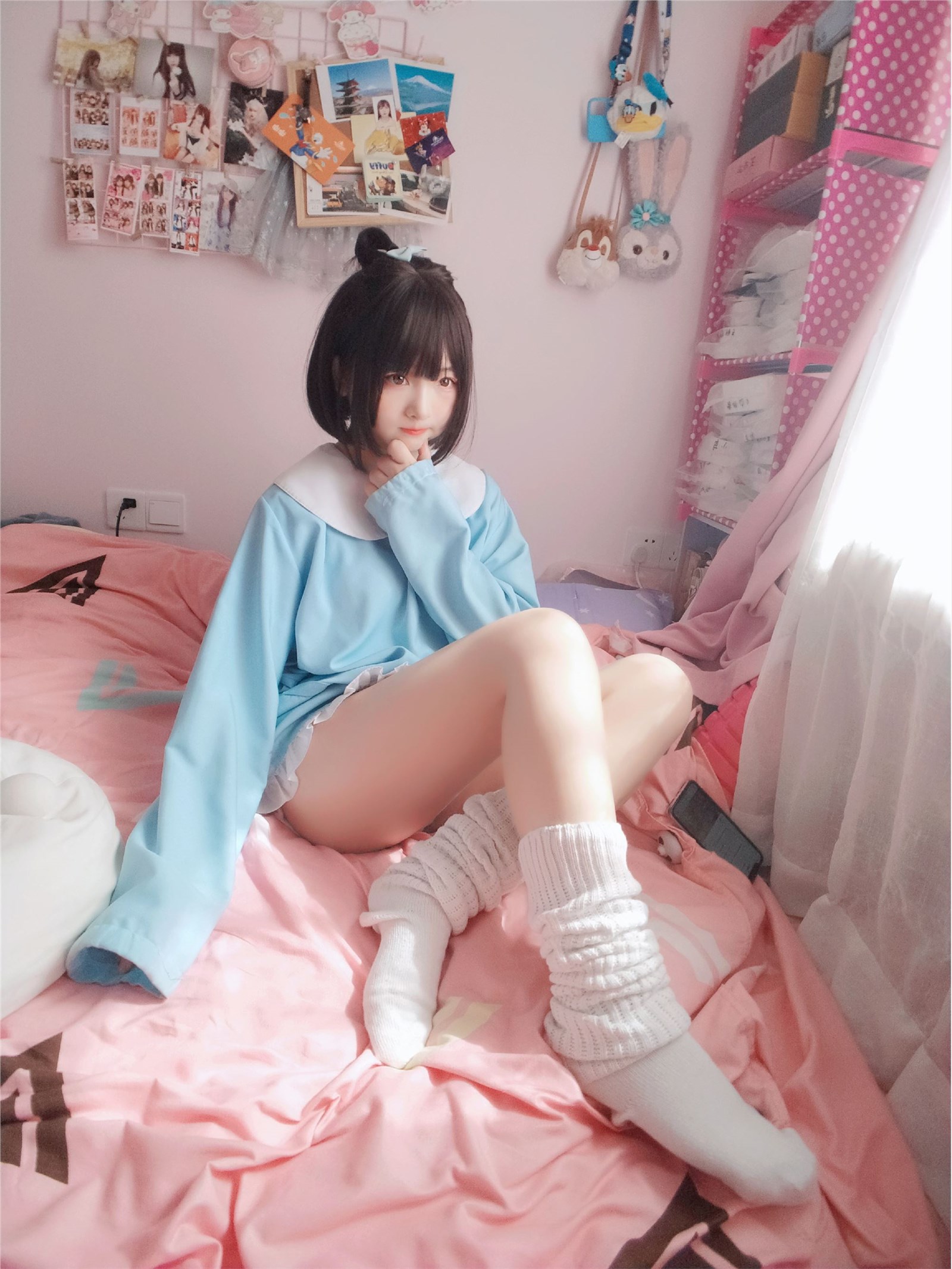 Kagura - No.63 light blue white socks(5)